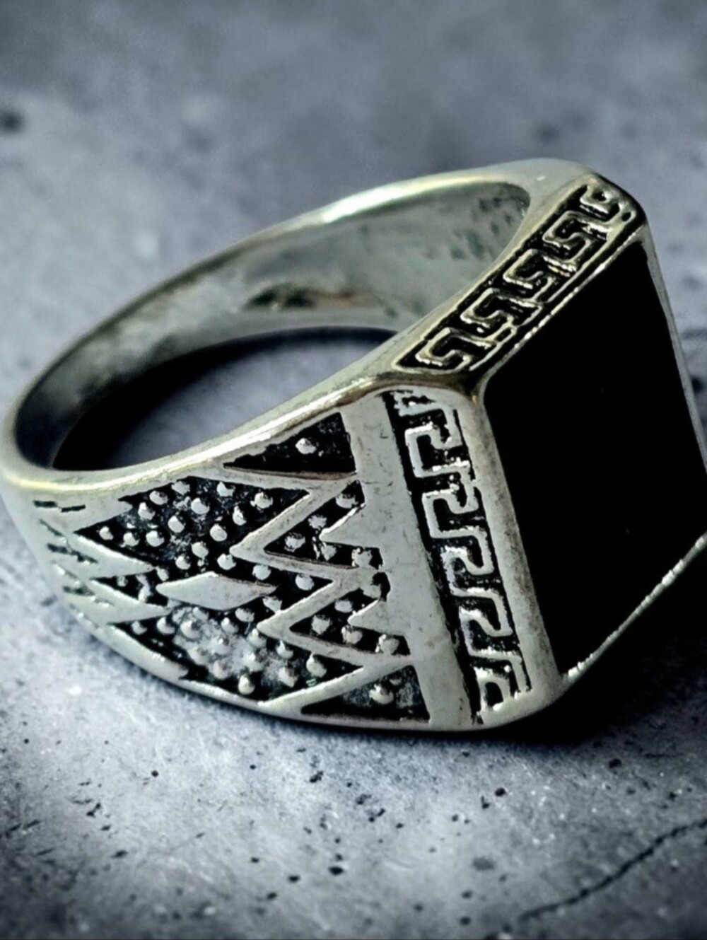 BLACK OBSIDIAN BEZEL SET QUALITY TITANIUM SILVER NEW MENS SIZE 11 RING